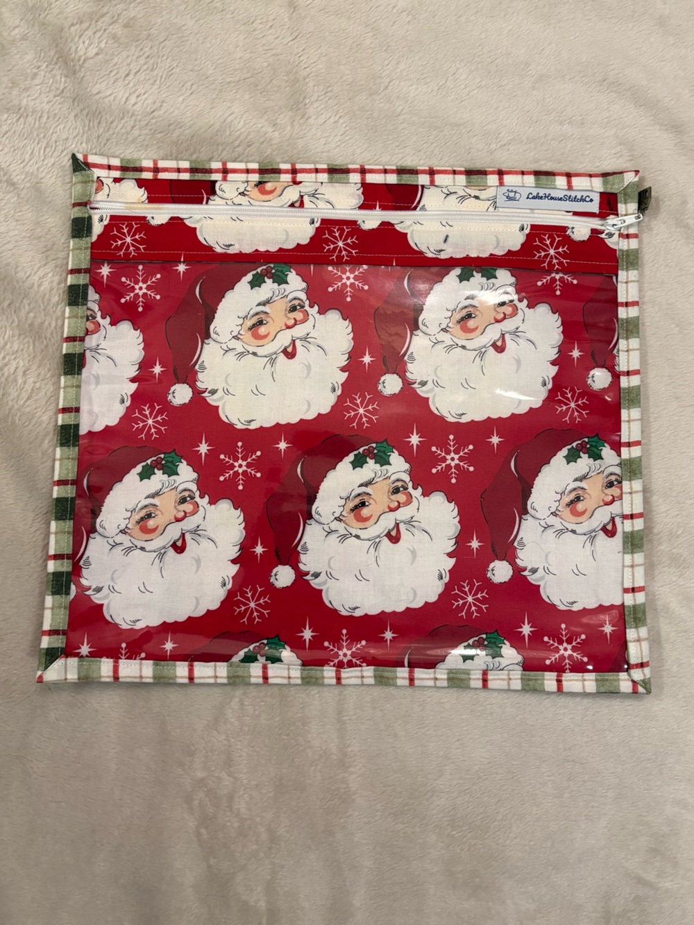 Holiday Santa Placemat - Red Christmas Design Cross Stitch Pouch